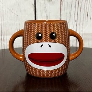 GALERIE SOCK MONKEY MUG Brown Monkey Face Mug 2 handles
